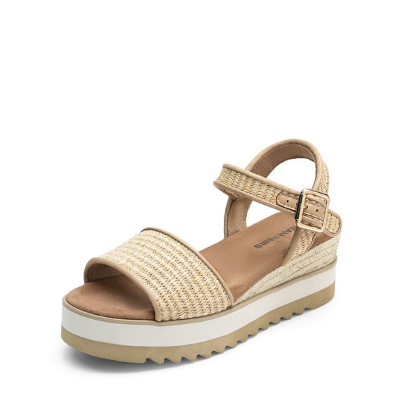 DREAM PAIRS Women's Open Toe Buckle Ankle Strap Espadrille Platform Wedge Sandals