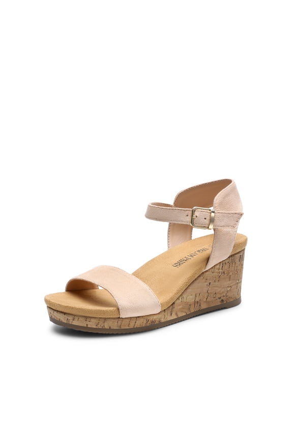 Women's Open Toe Buckle Ankle Strap Platform Wedge Sandals