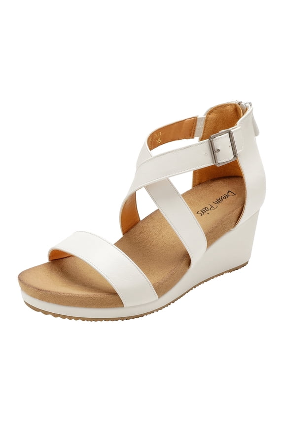 Women's Open Toe Buckle Ankle Strap Summer Platform Wedge Sandals