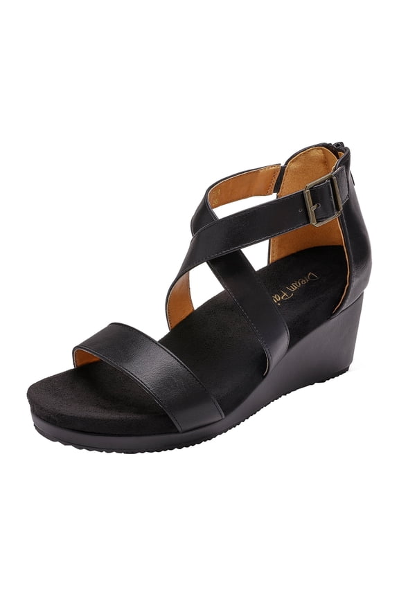 Women's Open Toe Buckle Ankle Strap Summer Platform Wedge Sandals