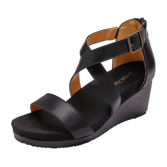 DREAM PAIRS Women's Open Toe Buckle Ankle Strap Summer Platform Wedge Sandals