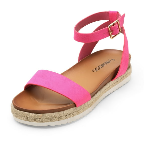 DREAM PAIRS Women's Open Toe Espadrille Platform Sandals Soft Comfort Summer Shoes Classic KATHY FUCHSIA/SUEDE Size 9.5
