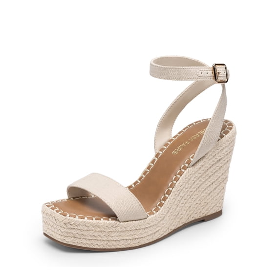 DREAM PAIRS Women's Open Toe Platform Sandals Adjustable Buckle Ankle Strap Comfortable Summer Espadrille Wooden Heeled Wedge Fashion Dressy Shoes