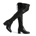 thumbnail image 1 of DREAM PAIRS Women's Over The Knee Thigh High Chunky Heel Boots Long Stretch Sexy Fall Boots LAURENCE BLACK/PU Size 6, 1 of 6