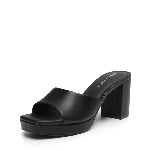 DREAM PAIRS Women's Platform Block Heel Mule Sandals, Square Toe Ankle Strap Slip On Comfortable Heeled Sandals for Party Wedding Shoes