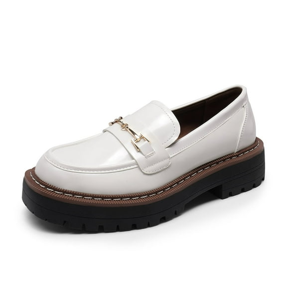 DREAM PAIRS Women's Platform Chunky Heel Slip-On Loafers Business Casual Dress Shoes