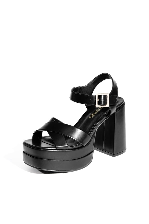 Women's Platform Chunky Heels Square Open Toe Ankle Strap High Heeled Sandals Y2K Shoes for Party Brunch