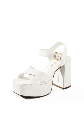 Women's Platform Chunky Heels Square Open Toe Ankle Strap High Heeled Sandals Y2K Shoes for Party Brunch