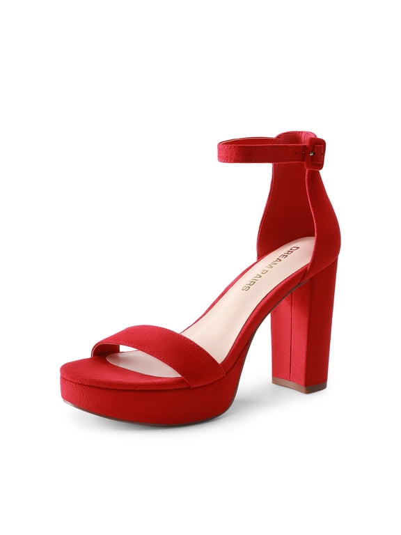 Women's Platform Chunky High Heeled Sandals Open Toe Block Heels Ankle Strap Dress Shoes for Wedding Party Evening
