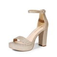 thumbnail image 1 of DREAM PAIRS Women's Platform Chunky High Heeled Sandals Open Toe Block Heels Ankle Strap Dress Shoes for Wedding Party Evening, 1 of 5