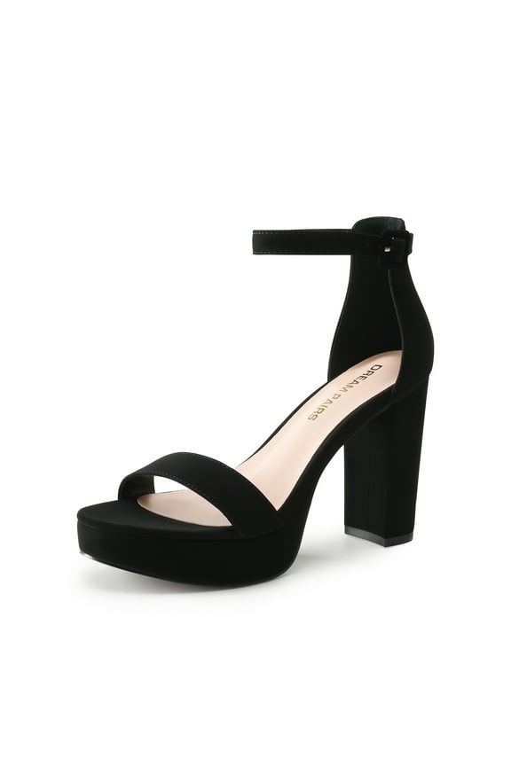 Women's Platform Chunky High Heeled Sandals Open Toe Block Heels Ankle Strap Dress Shoes for Wedding Party Evening