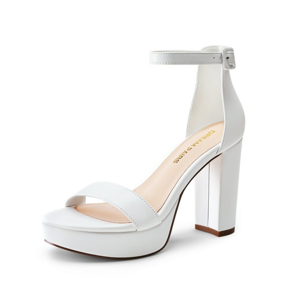 DREAM PAIRS Women's Platform Chunky High Heeled Sandals Open Toe Block Heels Ankle Strap Dress Shoes for Wedding Party Evening
