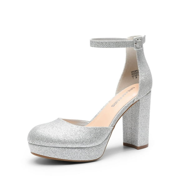 DREAM PAIRS Women's Platform Chunky High Heels Closed Toe Block Ankle Strap Dress Bridal Party Wedding Shoes
