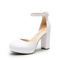 thumbnail image 1 of DREAM PAIRS Women's Platform Chunky High Heels Closed Toe Block Ankle Strap Dress Bridal Party Wedding Shoes, 1 of 7