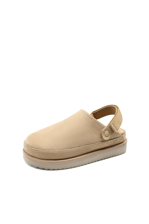 Women's Platform Clog Mules, Cozy Slip-On Slingback Clogs with Adjustable Strap and Warm Lining