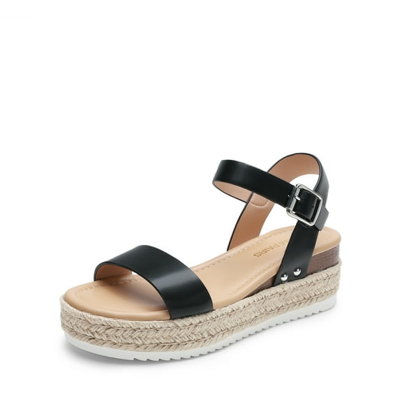 DREAM PAIRS Women's Platform Espadrilles Wedge Sandals, Comfortable Open Toe One Band Sandals for Women Dressy Casual Summer