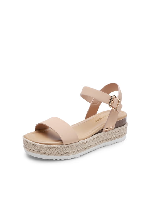 Women's Platform Espadrilles Wedge Sandals, Comfortable Open Toe One Band Sandals for Women Dressy Casual Summer