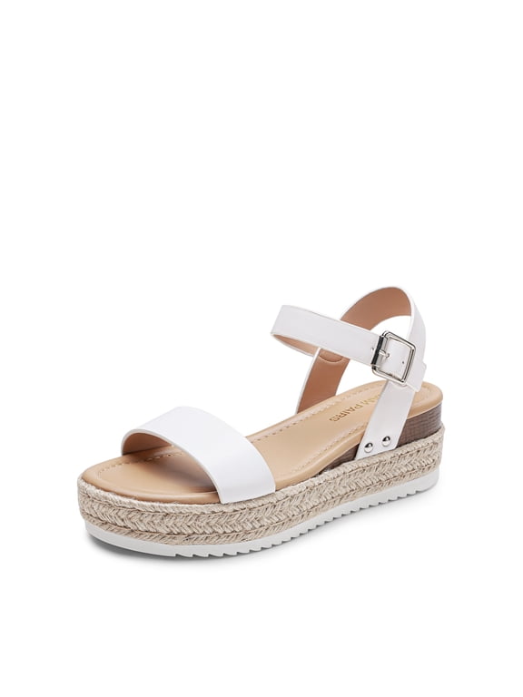 Women's Platform Espadrilles Wedge Sandals, Comfortable Open Toe One Band Sandals for Women Dressy Casual Summer