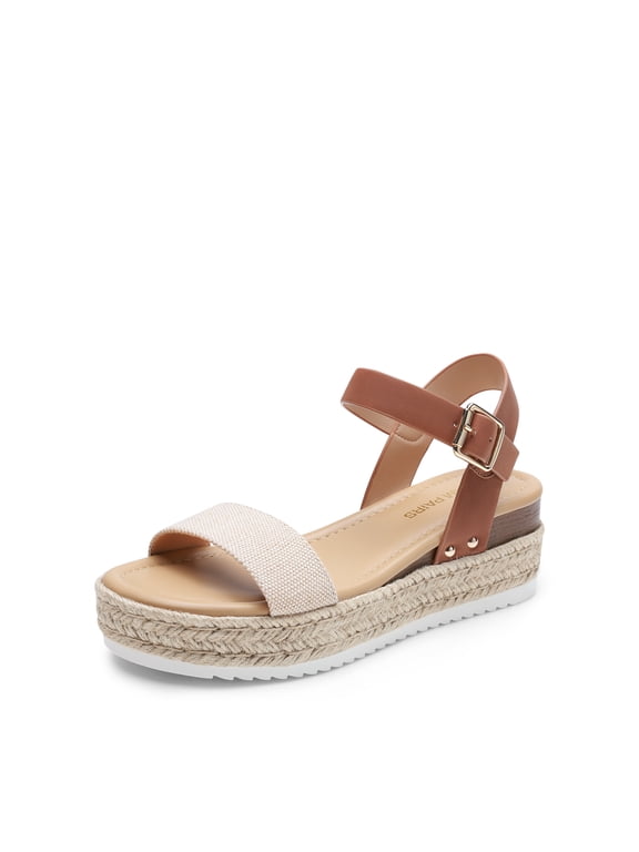 Women's Platform Espadrilles Wedge Sandals, Comfortable Open Toe One Band Sandals for Women Dressy Casual Summer