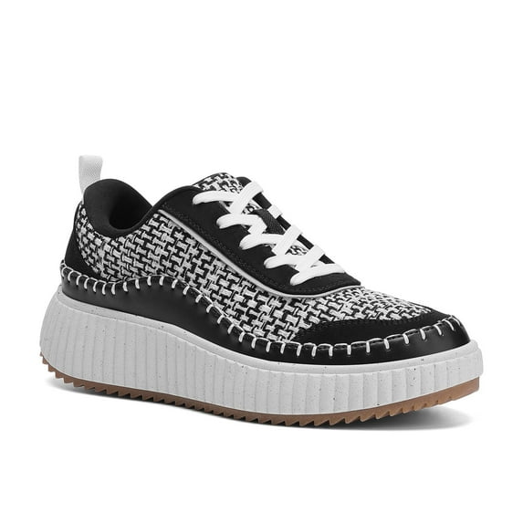 DREAM PAIRS Women's Platform Fashion Sneakers Comfortable Chunky Casual Shoes Black/White Size 7