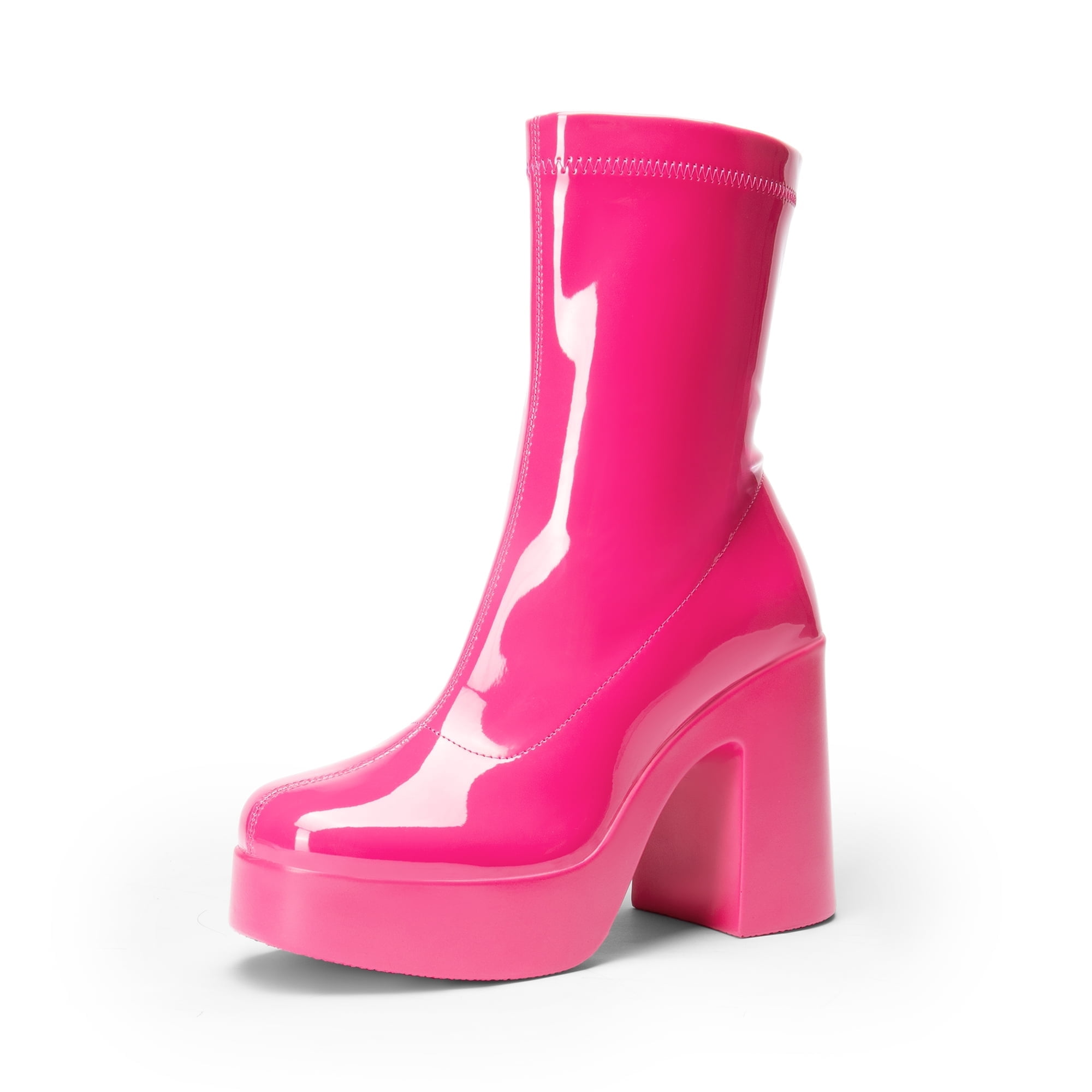 DREAM PAIRS Women's Platform Gogo Ankle Boots High Chunky Block Heel ...