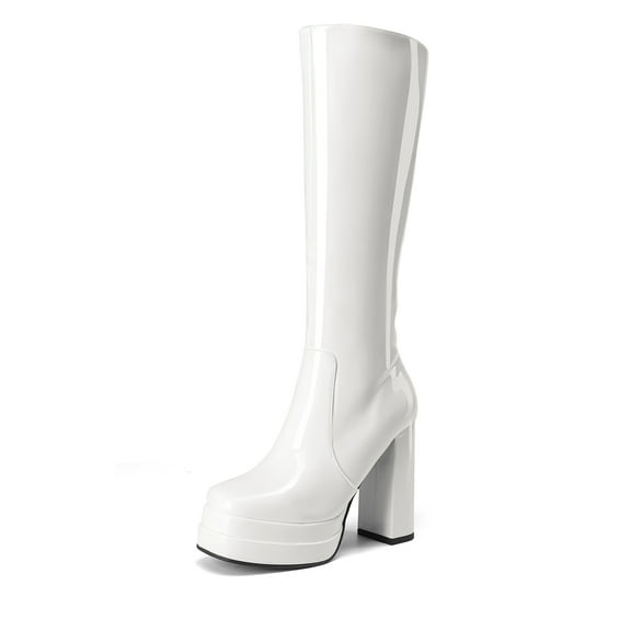 DREAM PAIRS Women's Platform Heeled Knee High Boots, Long Chunky Tall Gogo Boots for Fall