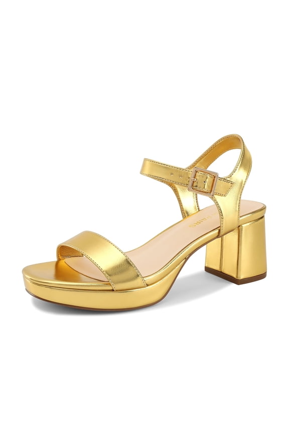 Women's Platform Heels Block Chunky Open Toe Ankle Strap Heel Fashion Wedding Party Dress Sandals Shoes
