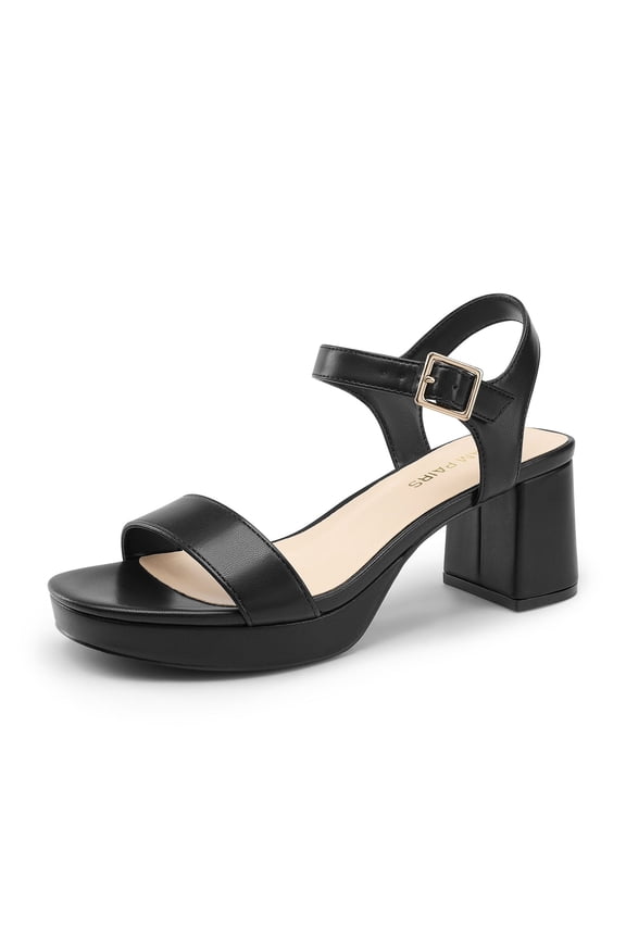 Women's Platform Heels Block Chunky Open Toe Ankle Strap Heel Fashion Wedding Party Dress Sandals Shoes