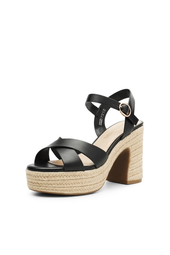 Women's Platform Heels Chunky Round Open Toe Ankle Strap High Block Heeled Sandals