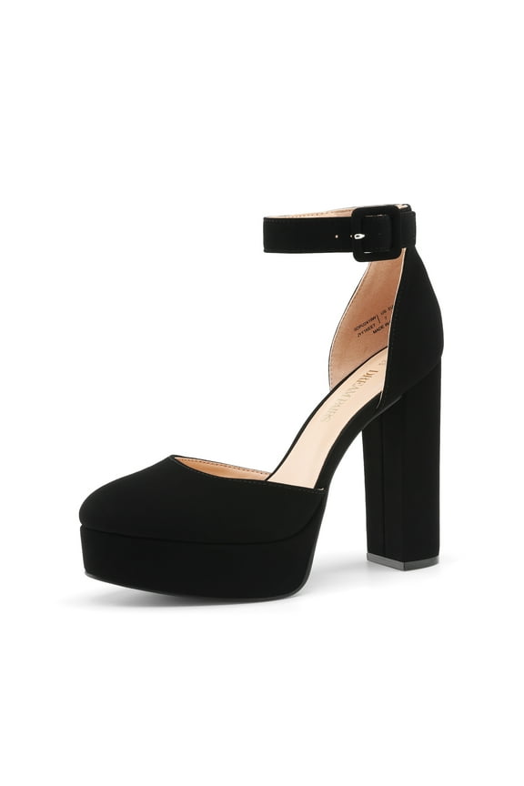 Women's High Chunky Platform Closed Toe Block Heels Square Toe Ankle Strap Dress Wedding Party Pumps Shoes AURELIA