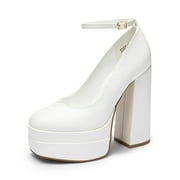 BURUDANI Womens High Chunky Platform Block Heels Square Toe Ankle Strap Dress Wedding Party Pumps Shoes