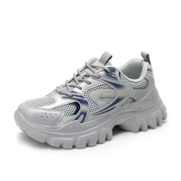 DREAM PAIRS Women's Platform Sneakers 2.36" Height-Boost Vegan Leather & Mesh - Slip-Resistant Ortholite Comfort