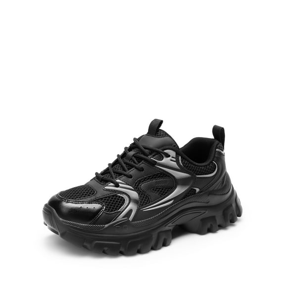 DREAM PAIRS Women's Platform Sneakers 2.36" Height-Boost Vegan Leather & Mesh - Slip-Resistant Ortholite Comfort