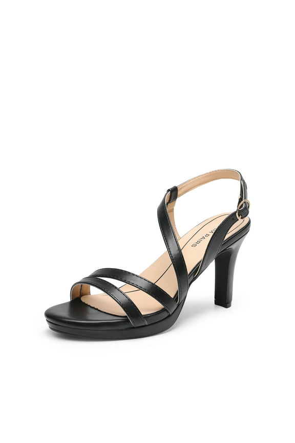Women's Platform Strappy Heels High Heeled Sandals Open Toe Comfortable Dressy Shoes with Adjustable Ankle Strap