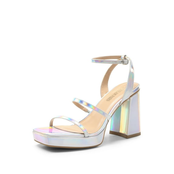 DREAM PAIRS Women's Platform Strappy Heels Open Toe Ankle Strap Square Party Sandals Y2K Dress Shoes