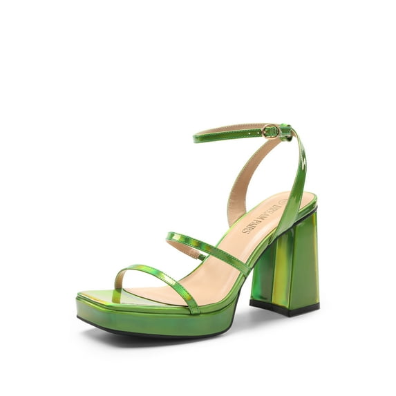 DREAM PAIRS Women's Platform Strappy Heels Open Toe Ankle Strap Square Party Sandals Y2K Dress Shoes