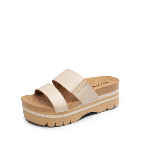 DREAM PAIRS Women's Platform Wedge Slide Sandals Slip on Comfortable Beach Sandals 2-Strap Cork Fashion Sandal with Arch Support