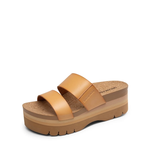 DREAM PAIRS Women's Platform Wedge Slide Sandals Slip on Comfortable Beach Sandals 2-Strap Cork Fashion Sandal with Arch Support