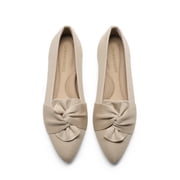 DREAM PAIRS Womens Pointed Toe Ballet Flats Comfortable Knit Slip-On Shoes with Bow Detail Lightweight Flexible Everyday Walking Flats