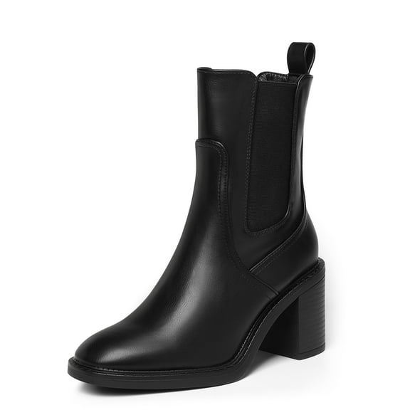 DREAM PAIRS Women's Pointed Toe Chelsea Ankle Booties with Chunky Heel