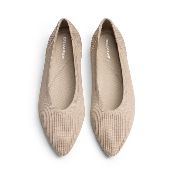 DREAM PAIRS Women's Pointed Toe Knit Ballet Flats Comfortable Foldable Slip-On Shoes Lightweight Travel-Friendly Walking Flats