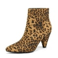 thumbnail image 1 of DREAM PAIRS Women's Pointed Toe Low Heel Suede/Pu Back Zipper Ankle Boots KALILA LEOPARD Size 6.5, 1 of 5