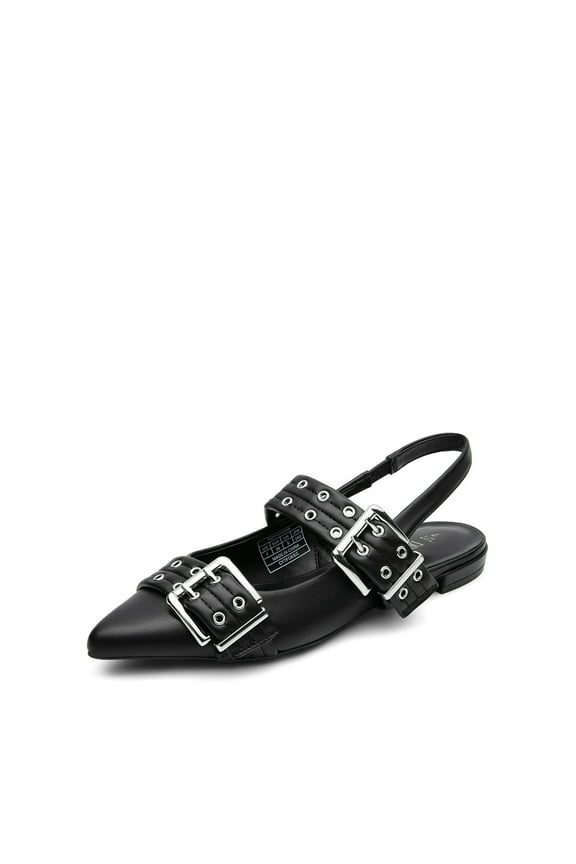 Women’s Pointed Toe Slingback Flats – Buckle Strap Studded Dressy Flat Sandals