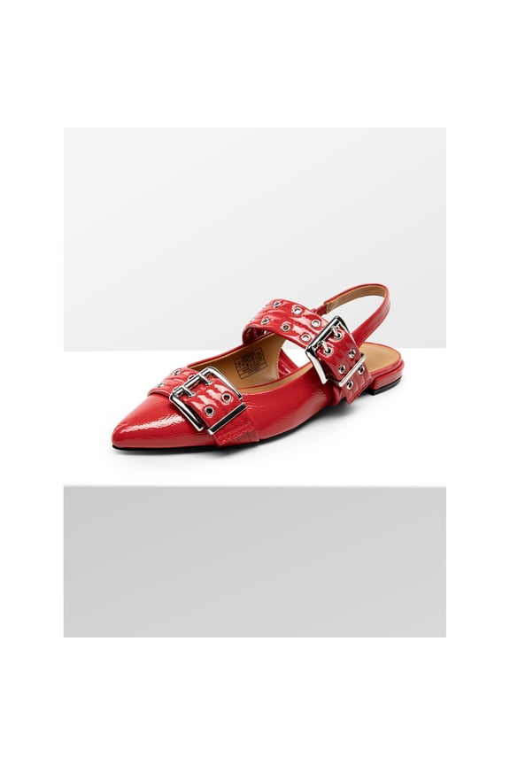 Women’s Pointed Toe Slingback Flats – Buckle Strap Studded Dressy Flat Sandals