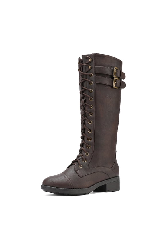 Women's Pu Knee High Riding Combat Boots