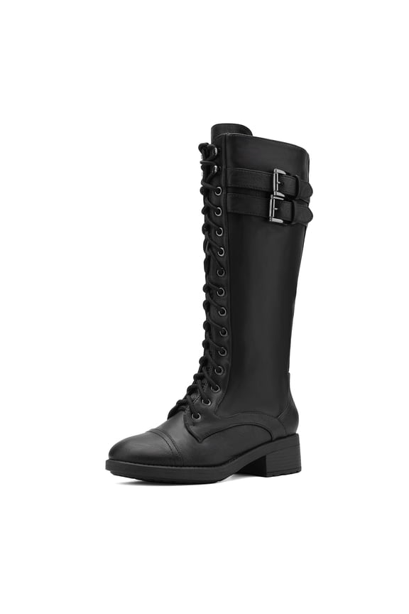 Women's Pu Knee High Riding Combat Boots