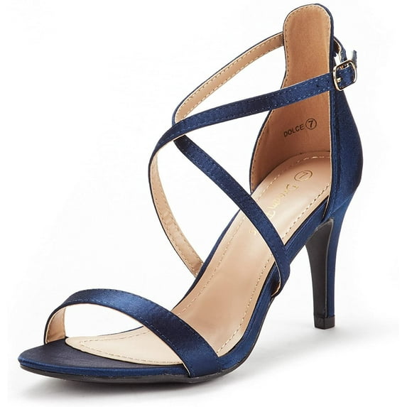 DREAM PAIRS Women's Pump Heel Sandals Stilettos Ankle Strap Open Toe Sandals DOLCE NAVY Size 8.5