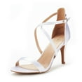 thumbnail image 1 of DREAM PAIRS Women's Pump Heel Sandals Stilettos Ankle Strap Open Toe Sandals DOLCE WHITE Size 8.5, 1 of 5