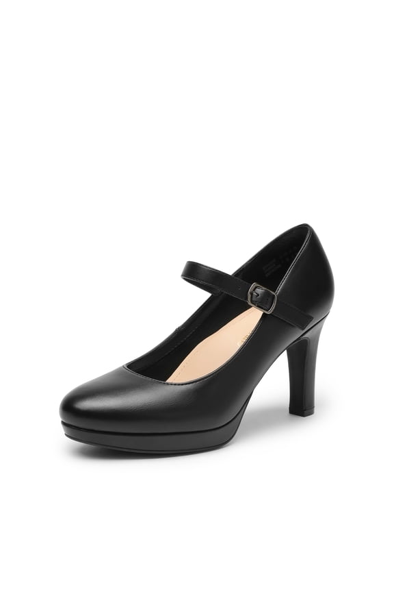 Women's Pumps Close Toe Classic High Heels Round Toe Comfortable Low Platform Mary Jane Dress Shoes