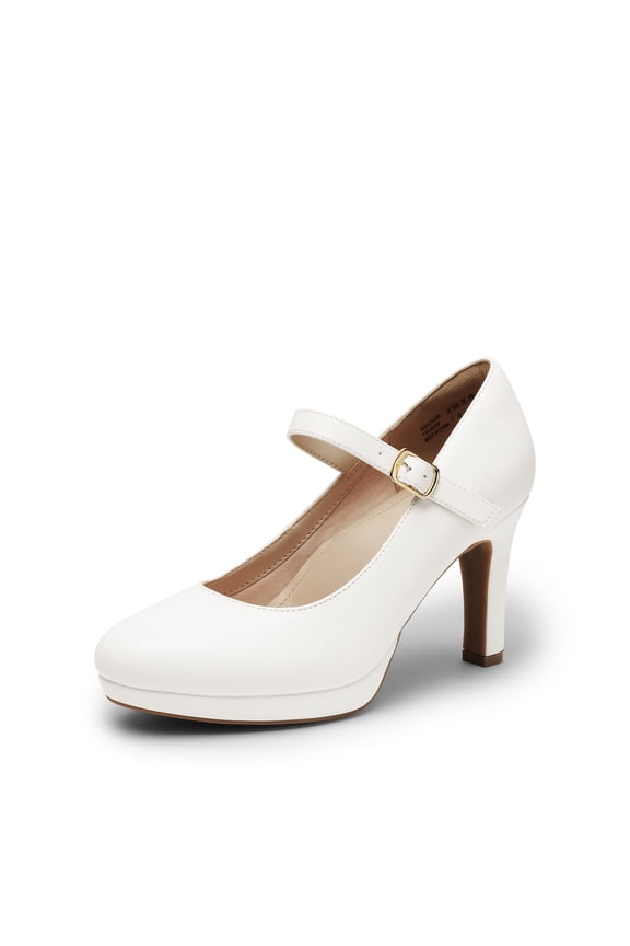 Women's Pumps Close Toe Classic High Heels Round Toe Comfortable Low Platform Mary Jane Dress Shoes